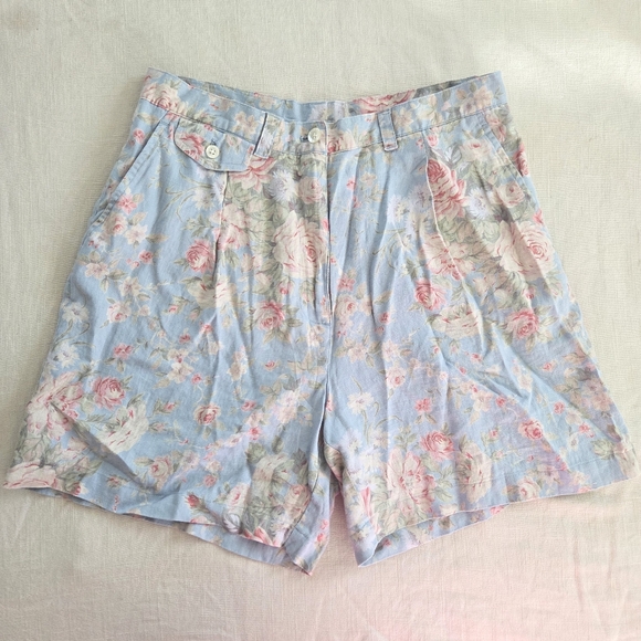 Ralph Lauren Pants - Vintage Lauren Ralph Lauren Linen Shorts Floral Womens 10, 30 Inch Waist Pink